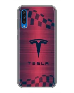 Чехол для Samsung Galaxy A50 2019 (A505F) с картинкой «Тесла красный карбон» Чехол для Samsung Galaxy A50 2019 (A505F) с картинкой «Тесла красный карбон»