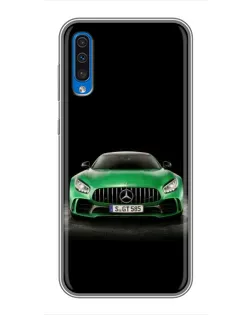 Чехол для Samsung Galaxy A50 2019 (A505F) с картинкой «Mercedes — неоновый лого»