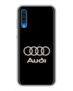 Чехол для Samsung Galaxy A50 2019 (A505F) с картинкой «Audi — золотой логотип»