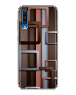 Чехол для Samsung Galaxy A50 2019 (A505F) с картинкой «Коричневые объемные квадраты»