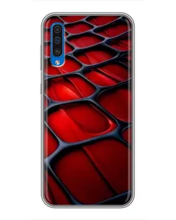 Чехол для Samsung Galaxy A50 2019 (A505F) с картинкой «Красная глянцевая сетка»
