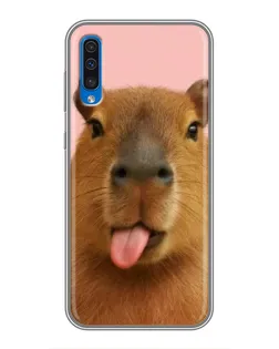 Чехол для Samsung Galaxy A50 2019 (A505F) с картинкой «Капибара с языком»