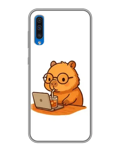 Чехол для Samsung Galaxy A50 2019 (A505F) с картинкой «Капибара с ноутбуком» Чехол для Samsung Galaxy A50 2019 (A505F) с картинкой «Капибара с ноутбуком»