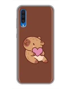 Чехол для Samsung Galaxy A50 2019 (A505F) с картинкой «Капибара с сердцем»