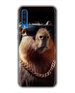 Чехол для Samsung Galaxy A50 2019 (A505F) с картинкой «Капибара золотая цепь»