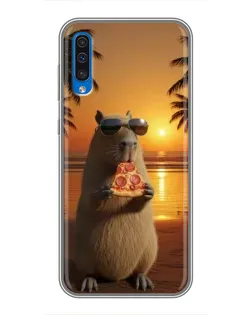 Чехол для Samsung Galaxy A50 2019 (A505F) с картинкой «Капибара с пиццей»
