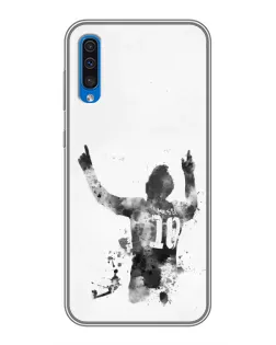 Чехол для Samsung Galaxy A50 2019 (A505F) с картинкой «Черно-белый силуэт Месси»