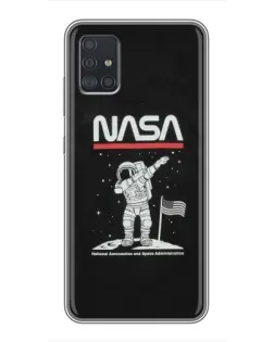 Чехол для Samsung Galaxy A51 5G (A516) с картинкой «NASA — шагаем по Луне»