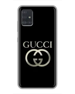Чехол для Samsung Galaxy A51 5G (A516) с картинкой «Gucci — золото на черном»