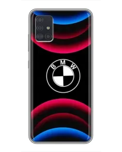 Чехол для Samsung Galaxy A51 5G (A516) с картинкой «Логотип BMW и неоновые дуги»