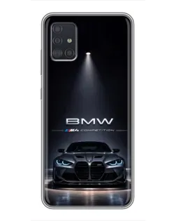 Чехол для Samsung Galaxy A51 5G (A516) с картинкой «BMW сквозь ночной город»