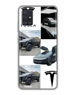 Чехол для Samsung Galaxy A51 5G (A516) с картинкой «Коллаж Cybertruck Tesla»