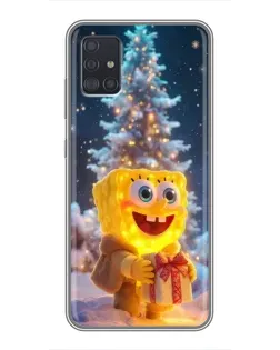 Чехол для Samsung Galaxy A51 (A515) с картинкой «Рождественский Спанч Боб»