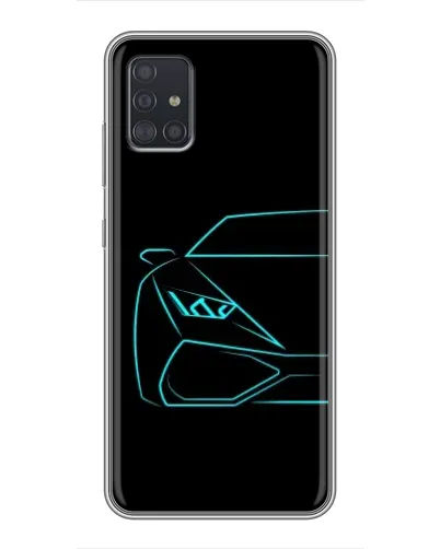 Чехол для Samsung Galaxy A51 (A515) с картинкой «Голубой силуэт Lamborghini»
