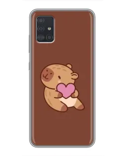Чехол для Samsung Galaxy A51 (A515) с картинкой «Капибара с сердцем»