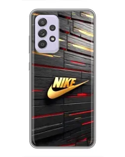 Чехол для Samsung Galaxy A52 5G (A526) с картинкой «Золотой Nike на металле»