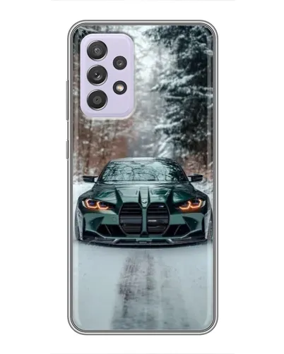 Чехол для Samsung Galaxy A52 5G (A526) с картинкой «BMW в зимнем лесу»