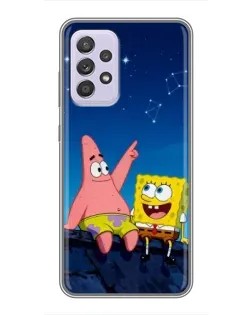 Чехол для Samsung Galaxy A52 5G (A526) с картинкой «Губка Боб и Патрик ночью»