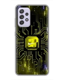 Чехол для Samsung Galaxy A52 с картинкой «Nike — золотая искра»