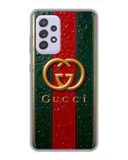 Чехол для Samsung Galaxy A52 с картинкой «Gucci — фирменная полоса и золото» Чехол для Samsung Galaxy A52 с картинкой «Gucci — фирменная полоса и золото»