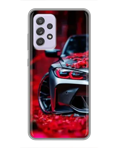 Чехол для Samsung Galaxy A52 с картинкой «Спортивная BMW и цветы»