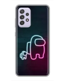 Чехол для Samsung Galaxy A52 с картинкой «Among Us неон-арт»