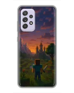 Чехол для Samsung Galaxy A52 с картинкой «Стив у башни» Чехол для Samsung Galaxy A52 с картинкой «Стив у башни»