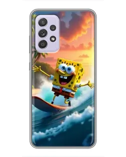 Чехол для Samsung Galaxy A52 с картинкой «Губка Боб серфингист»