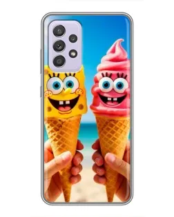 Чехол для Samsung Galaxy A52 с картинкой «Спанч Боб мороженое»