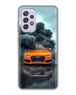 Чехол для Samsung Galaxy A52 с картинкой «Audi в облаках дыма»