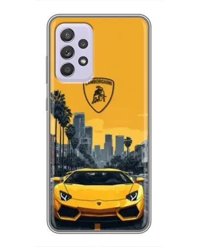 Чехол для Samsung Galaxy A52 с картинкой «Желтый Lamborghini город»