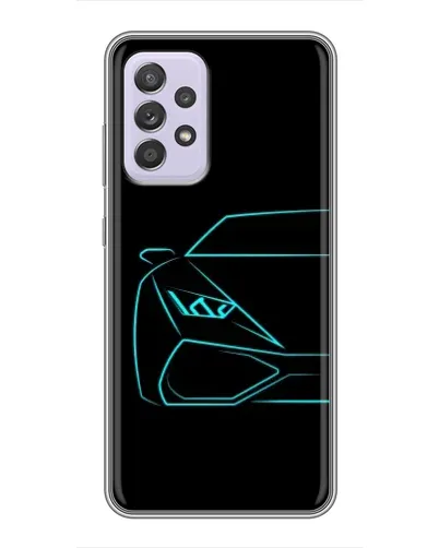 Чехол для Samsung Galaxy A52 с картинкой «Голубой силуэт Lamborghini»