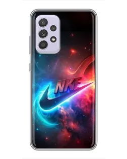 Чехол для Samsung Galaxy A52s 5G (A528) с картинкой «Огненный логотип Nike»
