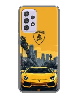 Чехол для Samsung Galaxy A52s 5G (A528) с картинкой «Желтый Lamborghini город»