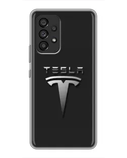 Чехол для Samsung Galaxy A53 (5G) с картинкой «Стальной логотип Tesla»
