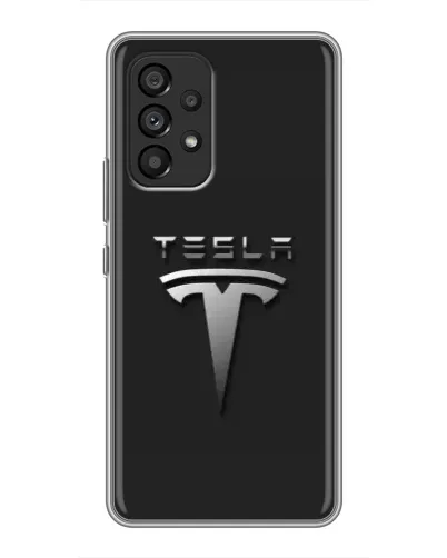 Чехол для Samsung Galaxy A53 (5G) с картинкой «Стальной логотип Tesla»