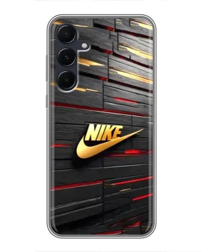 Чехол для Samsung Galaxy A55 с картинкой «Золотой Nike на металле»