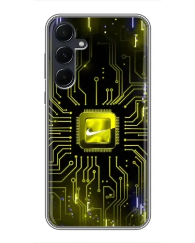 Чехол для Samsung Galaxy A55 с картинкой «Nike — золотая искра»