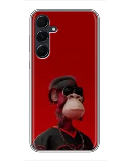 Чехол для Samsung Galaxy A55 с картинкой «Bored Ape в красном»