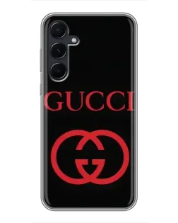 Чехол для Samsung Galaxy A55 с картинкой «Gucci — красный логотип»