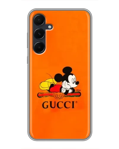 Чехол для Samsung Galaxy A55 с картинкой «Микки Маус Gucci — оранж» Чехол для Samsung Galaxy A55 с картинкой «Микки Маус Gucci — оранж»