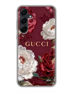 Чехол для Samsung Galaxy A55 с картинкой «Gucci — бордовые розы»