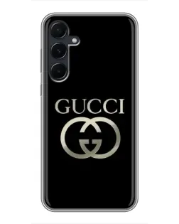 Чехол для Samsung Galaxy A55 с картинкой «Gucci — золото на черном»