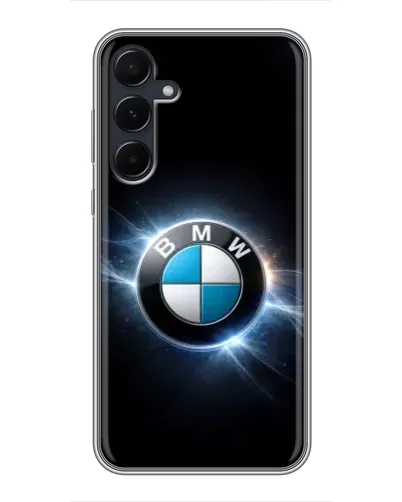 Чехол для Samsung Galaxy A55 с картинкой «BMW — неоновое сияние»