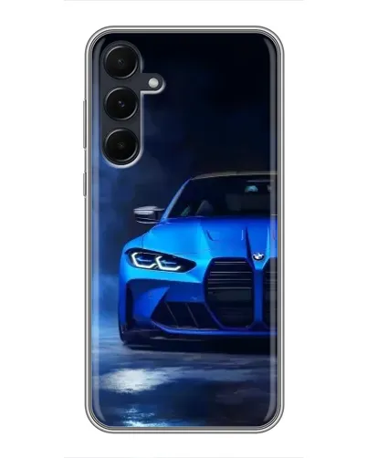 Чехол для Samsung Galaxy A55 с картинкой «Голубая BMW M4»