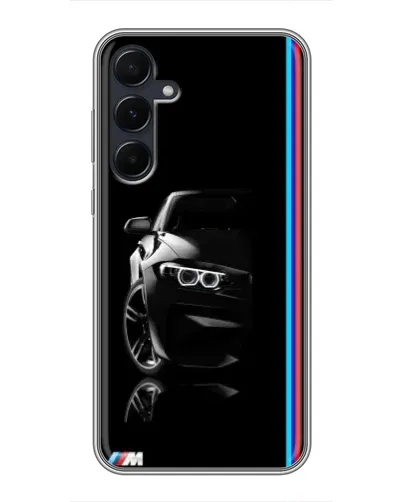 Чехол для Samsung Galaxy A55 с картинкой «Силуэт BMW в темноте»