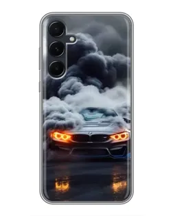 Чехол для Samsung Galaxy A55 с картинкой «BMW в дыму»