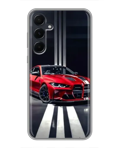 Чехол для Samsung Galaxy A55 с картинкой «Красная BMW на дороге»