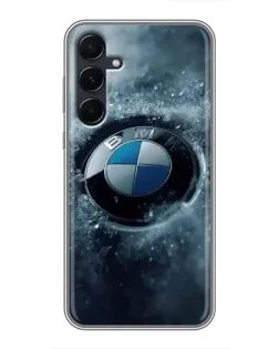 Чехол для Samsung Galaxy A55 с картинкой «Логотип BMW — лед»