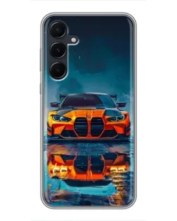 Чехол для Samsung Galaxy A55 с картинкой «BMW — золотая эмблема»